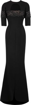 Saiid Kobeisy Jet Black Canton Crepe Mermaid Dress