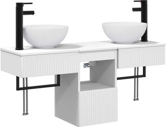 vidaXL Juego De Muebles De Ba&ntilde;o 3 Uds. Blanco Madera De Ingenier&iacute;a Vidaxl