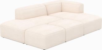 Rendez-Vous D&eacute;co Sof&aacute; modular de terciopelo blanco de 4 plazas con 2 pufs