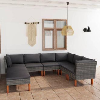 vidaXL Vidaxl - Set Divani da Giardino 8 pz con Cuscini in Polyrattan Grigio