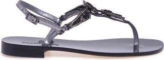 Paolo Ferrara Sandalo Caprese - Dames - Sandalen - Zwart - 38 EU - Leer - Schoenen