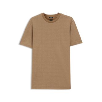 BOSS Cotton T-shirt with two-tone jacquard-knit pattern