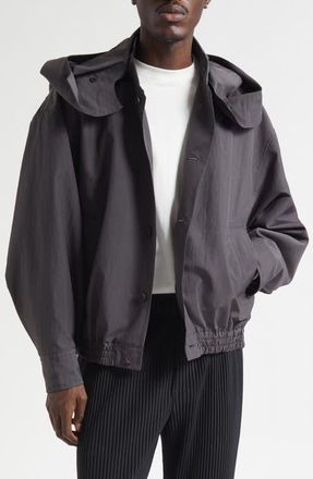 Homme Pliss&eacute; Issey Miyake Carrier Carried Hooded Jacket in Charcoal at Nordstrom, Size 4