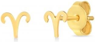 Allurez Aries Zodiac Stud Earrings 14K Yellow Gold