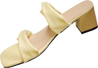 Generic Ladies Heeled Sandals Comfortable Stylish Beach Slippers Solid Color Casual Breathable Versatile Non-Slip Elegant Slip On Sandals Outdoor Leisure