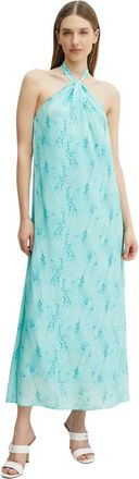 Fracomina Halter Neck Tie Dress - Dames - Maxi kleedjes - Blauw - M - Kleedjes