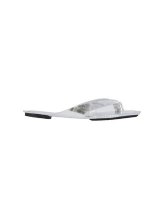 Maison Margiela Silver Metallic Thong Contoured Sole Sandals