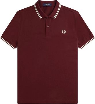 Fred Perry Polo Shirts, male, Red, Size: 2XL Double Stripe Polo Shirt M3600