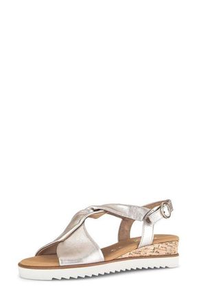 Gabor Ankle Strap Wedge Sandal in Puder at Nordstrom, Size 10.5Us