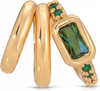 Ettika Single Cluster Ear Cuff in Green at Nordstrom