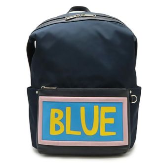 Fendi Blue Navy Pink Nylon Leather Backpack (Pre-Owned)