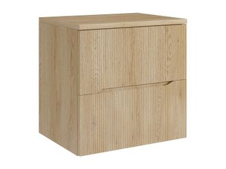Vente-Unique Mueble de ba&ntilde;o suspendido estriado con encimera - Natural claro - 60 cm - ORISO