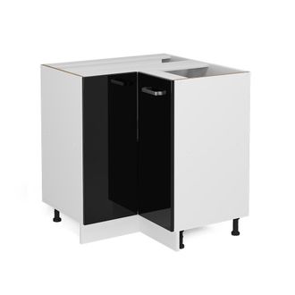 Vicco Mueble Esquinero Universal R-line, Negro Brillo Intenso, 75.6 Cm Con Puerta, Sin Encimera