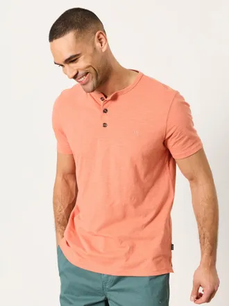 Fat Face FatFace Coral Pink Short Sleeve Woodside Henley