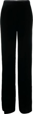 Emporio Armani elasticated straight-leg trousers - women - Polyester/Cupro/Viscose - 44 - Black