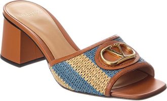 Valentino Vlogo 60 Straw & Leather Sandal