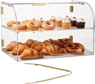 OEM Vitrina De Exhibici&oacute;n De Panader&iacute;a 2 Niveles, Vitrina De Acr&iacute;lica Transparente Para Panader&iacute;a 55,8 X 35,5 X 35,5 Cm, Con Puerta Trasera Y Delantera, E