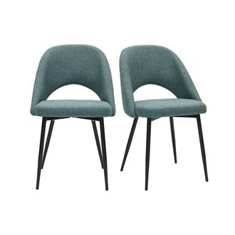 Miliboo Miliboo - Set De 2 Sillas Vintage De Terciopelo Verde Gris&aacute;ceo Y Metal Negro Cosette
