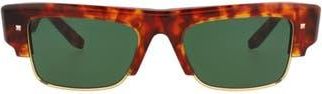Valentino 52mm Rectangular Sunglasses in Tortoise /Green at Nordstrom Rack
