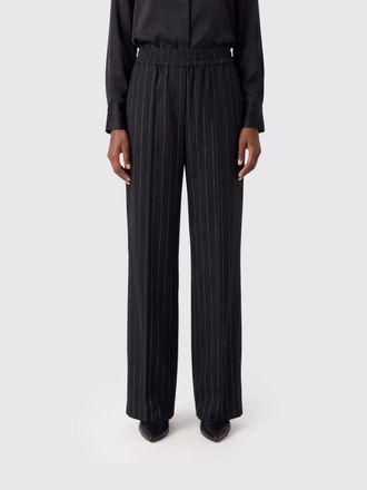 Brunello Cucinelli Pantaloni gessati a gamba larga in misto lana con paillettes