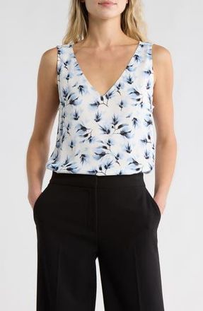 Nordstrom Double V-Neck Tank in Blue Dresdon Floral at Nordstrom Rack, Size Xx-Small