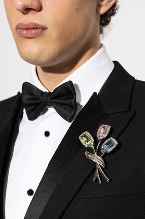 Dolce & Gabbana Brooch With Shimmering Crystals, Mens, Multicolour