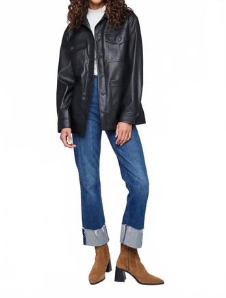 Gentle Fawn Grenadine Faux Leather Belted Trench Jacket In Black
