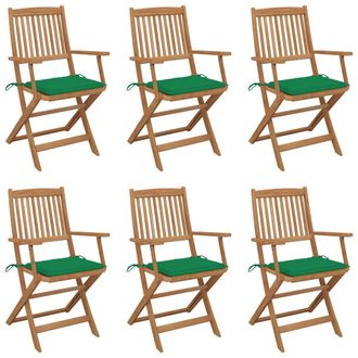 vidaXL Sillas De Jard&iacute;n Plegables Con Cojines 6 Pcs Acacia Masiva