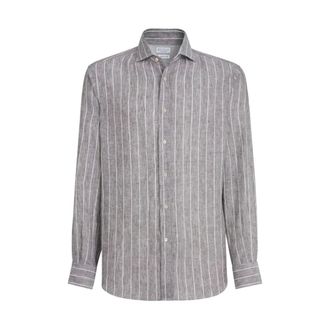 Brunello Cucinelli Brunello Cucinelli, Casual Shirts, male, Multicolor, Size: 2XL Striped Cotton Shirt