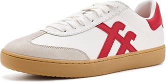FitFlop The Dash T-toe Leather Sneakers Mens Shoes Urban White/Pomegranate Red : 12.5 M (D), Leather/Suede