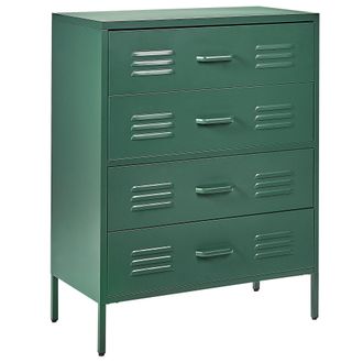 Beliani Beliani - C&oacute;moda De Metal Verde Oscuro 80 X 40 Cm 4 Cajones Almacenaje Industrial Enago