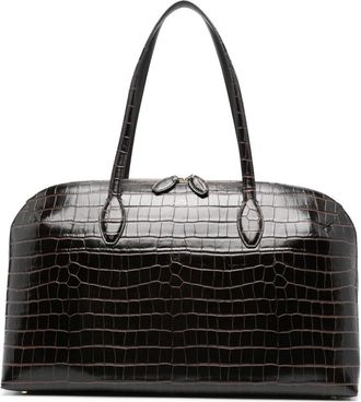 Toteme Borsa tote con effetto coccodrillo - Marrone