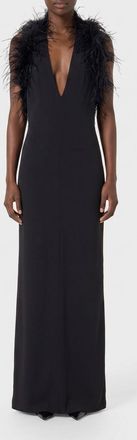 Blumarine Off-the-Shoulder Cr&ecirc;pe Evening Gown with Decorative Feathers
