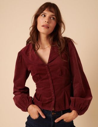 Nobody's Child Burgundy Peter Pan Collar Blouse