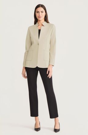 Misook Tailored LuxeStretch Ponte Single Button Blazer in Black/white at Nordstrom, Size Xx-Large