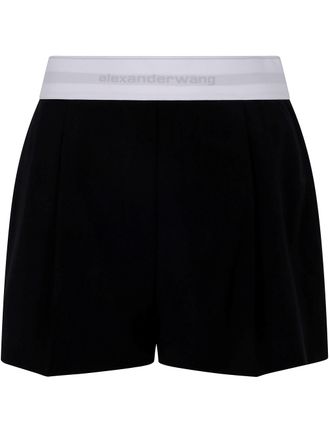 Alexander Wang High Waisted Pleated Short With Logo Elastic By Alexand