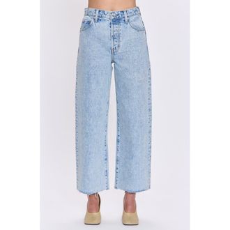 Pistola Denim Tate Raw Hem High Waist Ankle Bowed Wide Leg Jeans in Modena at Nordstrom, Size 26