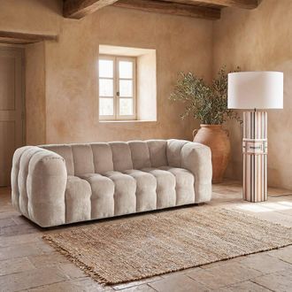 Maisons du monde Sof&aacute; de 2 plazas de terciopelo beige latte