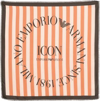 Emporio Armani striped fringed scarf - women - Silk - One Size - Pink
