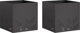 vidaXL Macetero De Jard&iacute;n 2 Uds. Negro 50 X 50 X 49 Cm Vidaxl