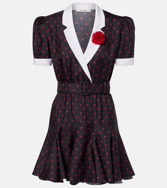 Rodarte Printed silk twill minidress