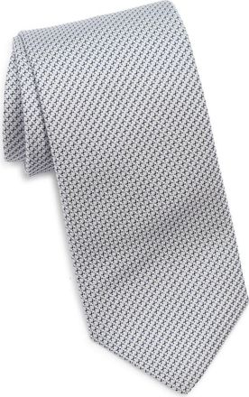 Canali Neat Silk Tie in Light Grey at Nordstrom