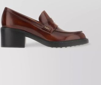 Tod's leather high heel loafers