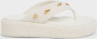 Charles & Keith Tweed Beach Flatform Thong Sandals