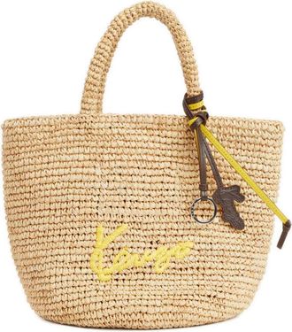 Kenzo Tassen, Dames, Beige, ONE Size, Leer, Kleine mand van raffia