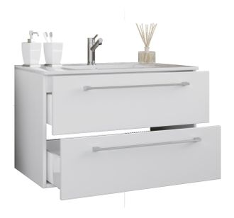 ebuy24 Ebuy24 - Vcm 2 Piezas Lavabo Lavabo Gabinete Inferior Ancho 60 Cm Juego De Muebles De Ba&ntilde;o Colgando Con Dos Cajones Badinos (blanco)