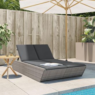 vidaXL Vidaxl - Lettino Prendisole Doppio Con Cuscini Grigio In Polyrattan