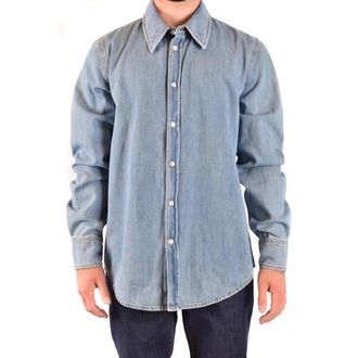 Calvin Klein Overhemden, Heren, Blauw, L, Denim, Bescheiden en Elegante Oversized Denim Blouse