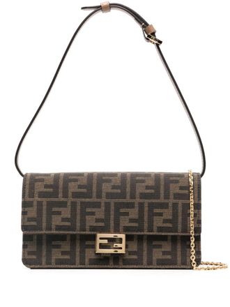 Fendi Baguette clutch bag - women - Fabric/Calf Leather - OS - Brown