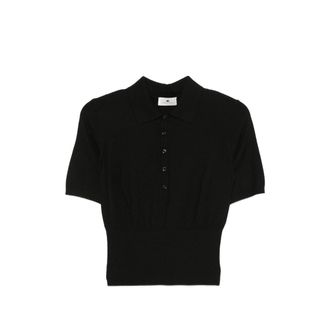 Elisabetta Franchi Ribbed-knit Short-sleeve Polo Shirt